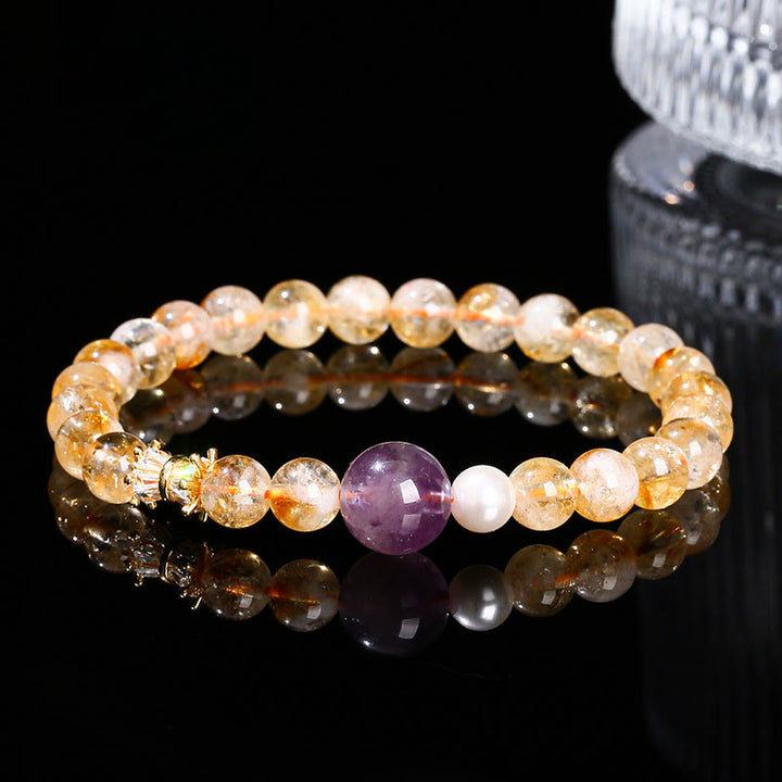 Bracelet de prospérité en citrine et améthyste naturelle de Buddha Stones