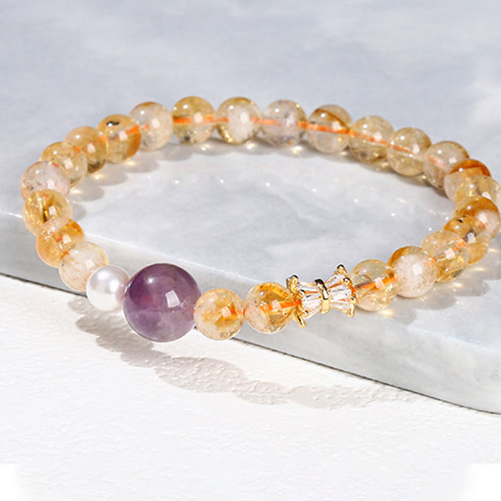 Bracelet de prospérité en citrine et améthyste naturelle de Buddha Stones