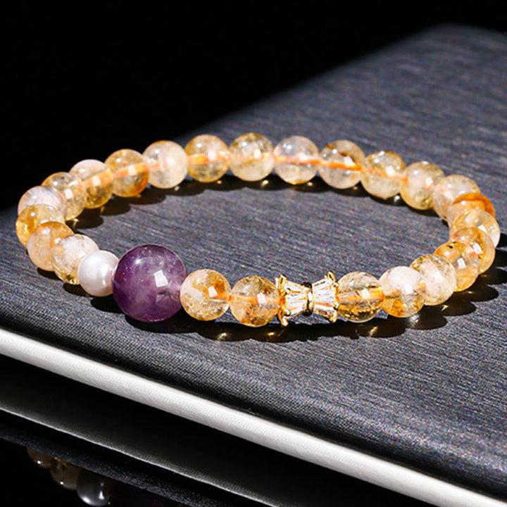 Bracelet de prospérité en citrine et améthyste naturelle de Buddha Stones