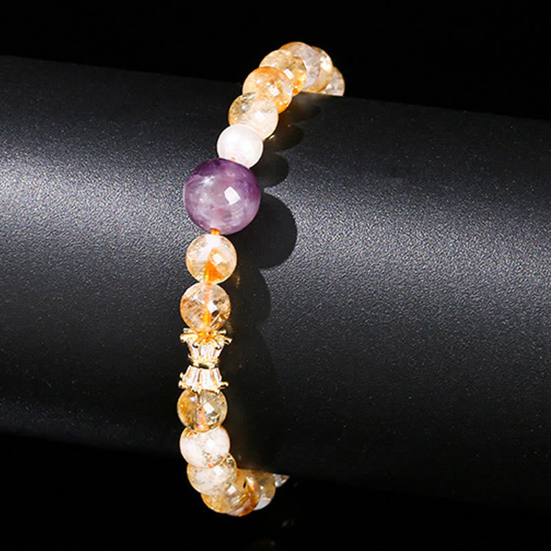 Bracelet de prospérité en citrine et améthyste naturelle de Buddha Stones