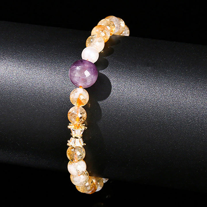 Bracelet de prospérité en citrine et améthyste naturelle de Buddha Stones