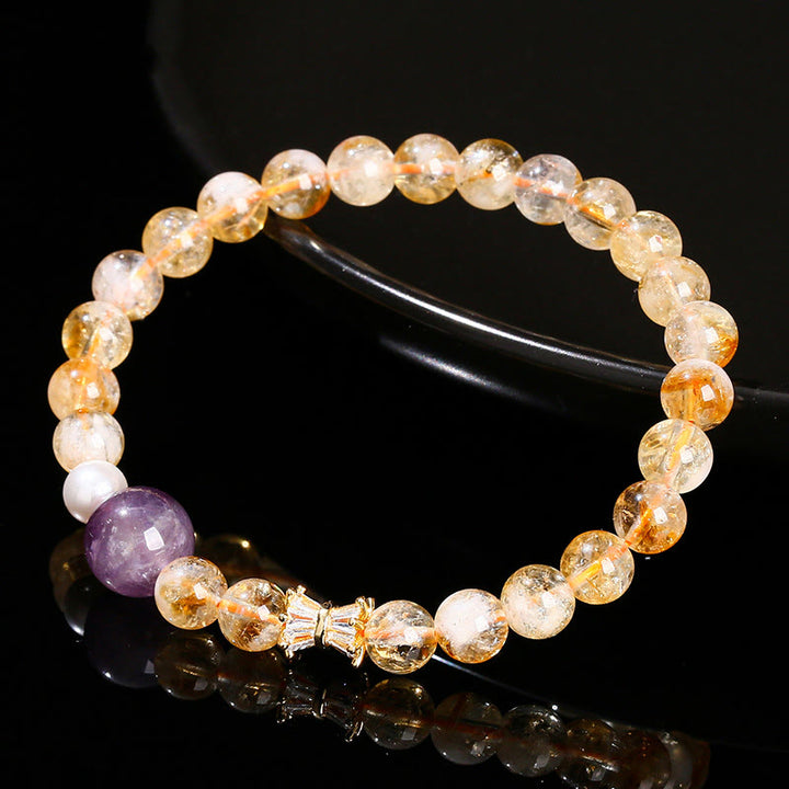 Bracelet de prospérité en citrine et améthyste naturelle de Buddha Stones