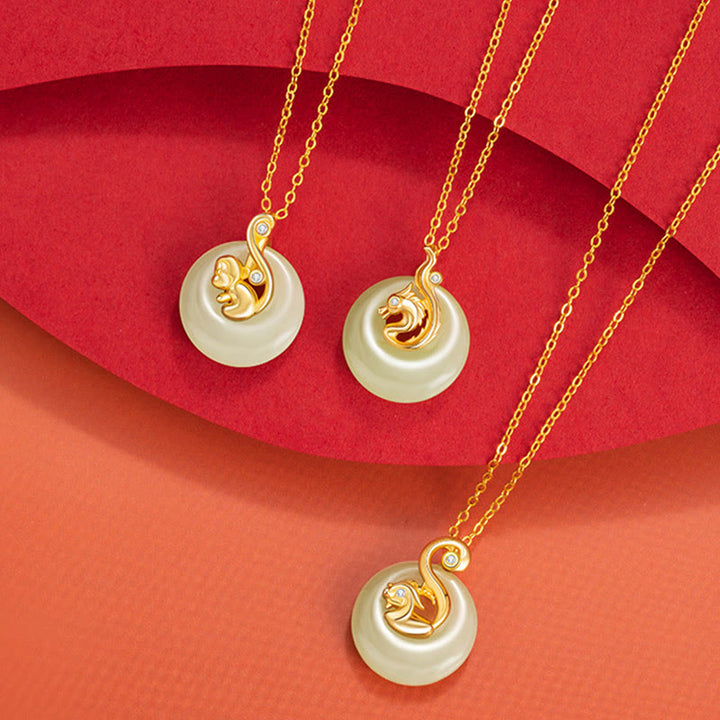 Collier pendentif en argent sterling 925 Buddha Stones et zodiaque chinois Hetian Jade Abondance - image 3