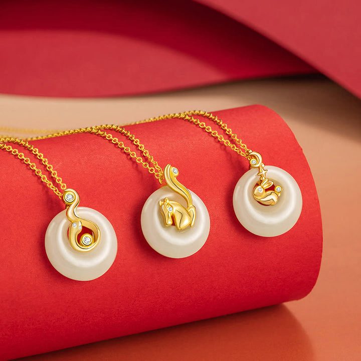 Collier pendentif en argent sterling 925 Buddha Stones et zodiaque chinois Hetian Jade Abondance - image 2