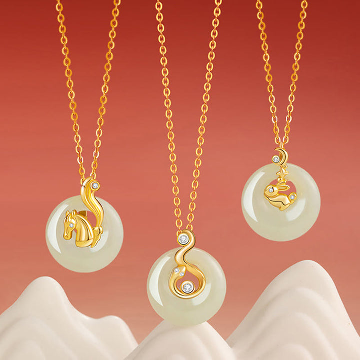 Collier pendentif en argent sterling 925 Buddha Stones et zodiaque chinois Hetian Jade Abondance - image 30
