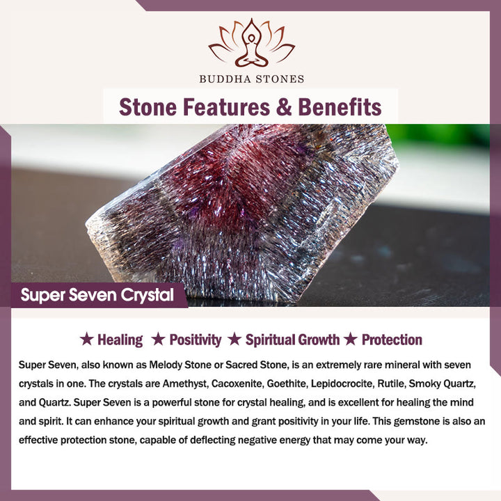 Bracelet de croissance positive en cristal naturel Super Seven de Buddha Stones