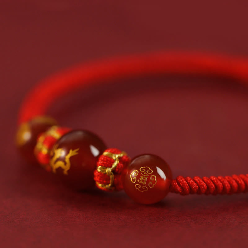 Bracelet de protection tressé en fil rouge avec Buddha Stones et agate rouge, signe du zodiaque chinois - image 18