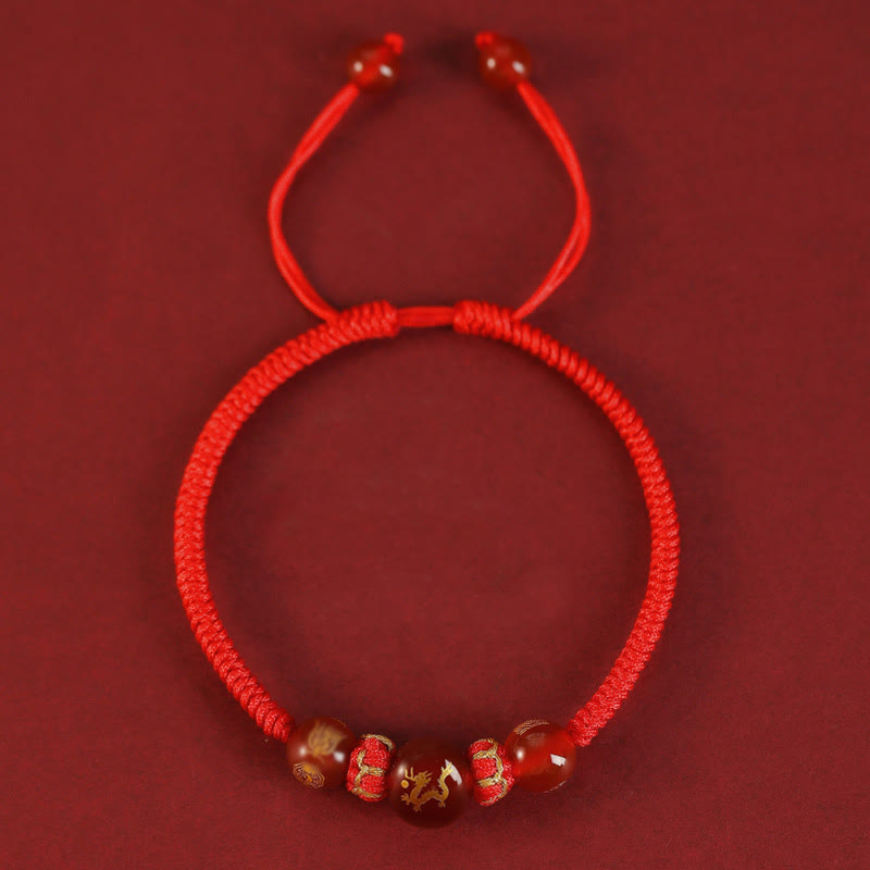 Bracelet de protection tressé en fil rouge avec Buddha Stones et agate rouge, signe du zodiaque chinois - image 13