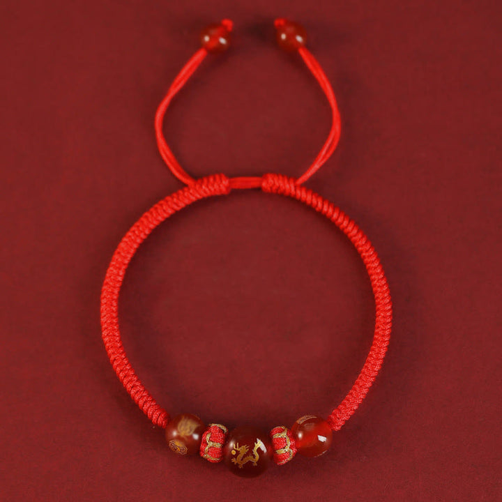 Bracelet de protection tressé en fil rouge avec Buddha Stones et agate rouge, signe du zodiaque chinois - image 13