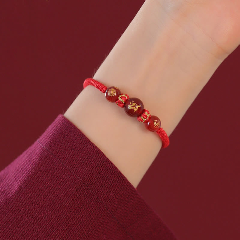 Bracelet de protection tressé en fil rouge avec Buddha Stones et agate rouge, signe du zodiaque chinois - image 17