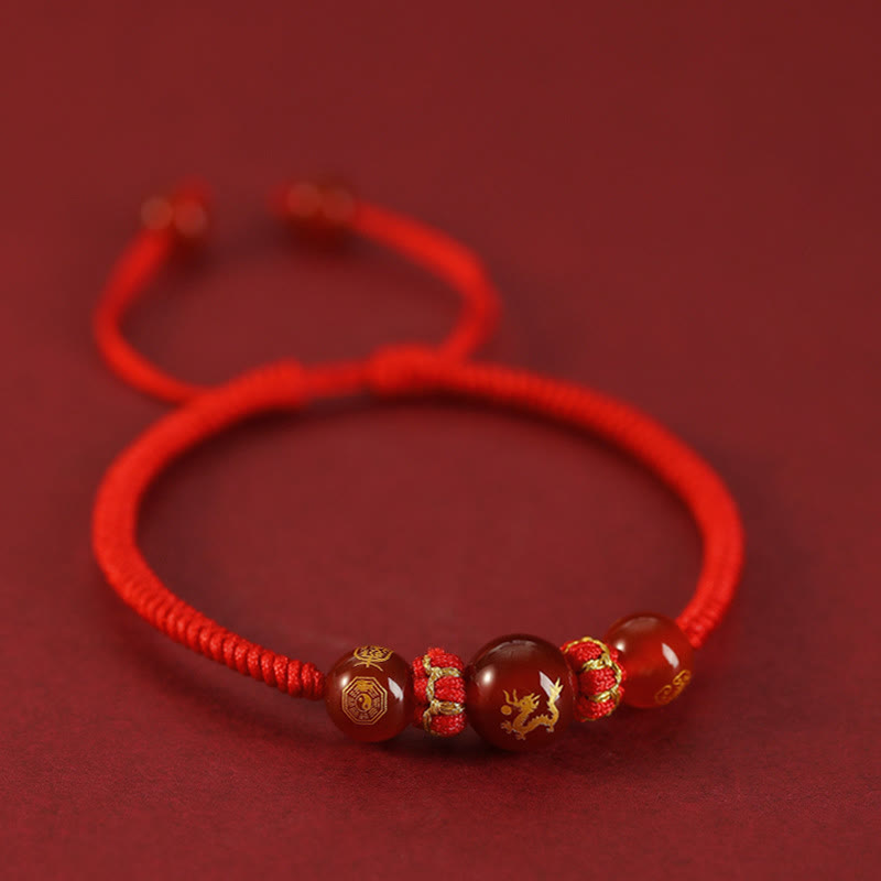 Bracelet de protection tressé en fil rouge avec Buddha Stones et agate rouge, signe du zodiaque chinois - image 12