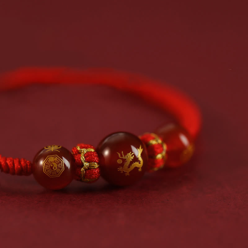 Bracelet de protection tressé en fil rouge avec Buddha Stones et agate rouge, signe du zodiaque chinois - image 19