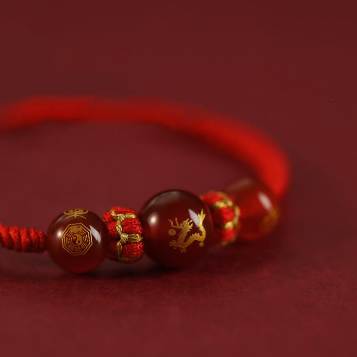 Bracelet de protection tressé en fil rouge avec Buddha Stones et agate rouge, signe du zodiaque chinois - image 19