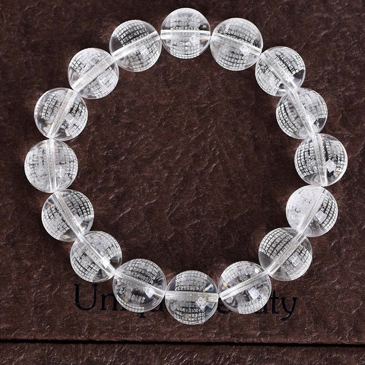 Bracelet de protection en cristal blanc naturel Buddha Stones Heart Sutra