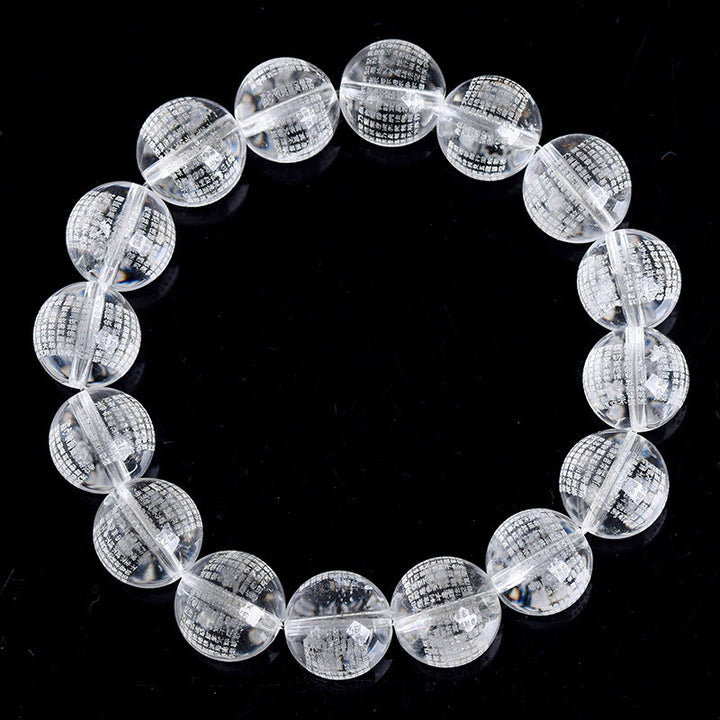 Bracelet de protection en cristal blanc naturel Buddha Stones Heart Sutra