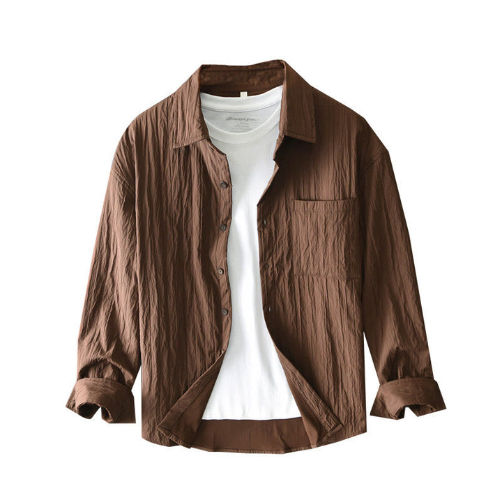 Chemise décontractée à manches longues et poche pour homme avec motif Buddha Stones