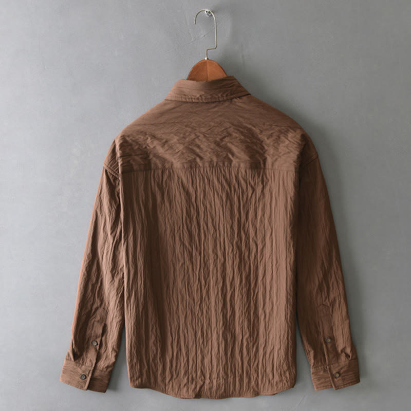 Chemise décontractée à manches longues et poche pour homme avec motif Buddha Stones - image 3