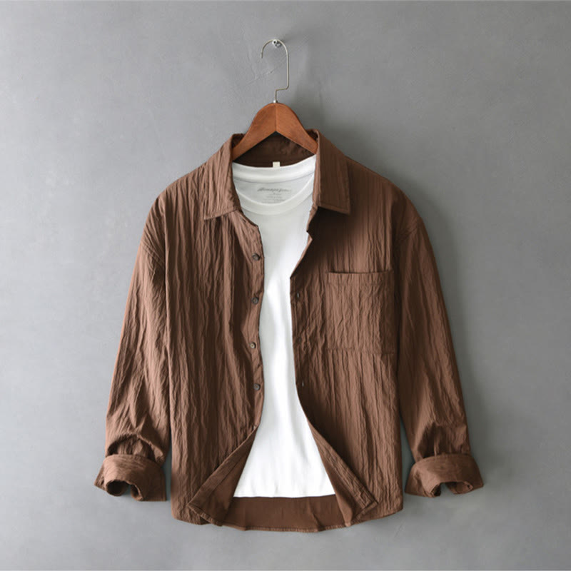 Chemise décontractée à manches longues et poche pour homme avec motif Buddha Stones - image 2