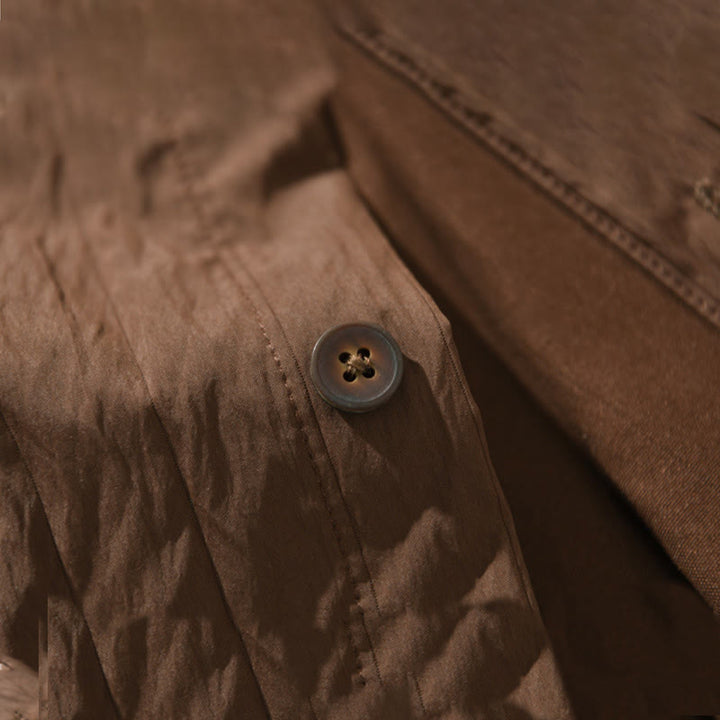 Chemise décontractée à manches longues et poche pour homme avec motif Buddha Stones