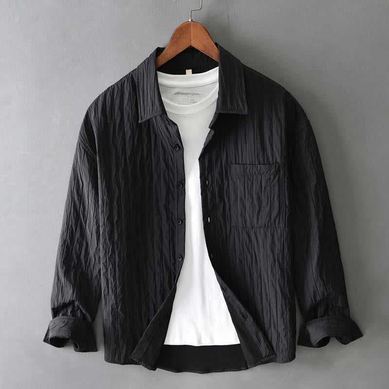 Chemise décontractée à manches longues et poche pour homme avec motif Buddha Stones