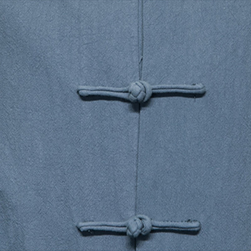 Veste en coton et lin pour homme avec poches et boutons de Buddha Stones de couleur unie - image 10