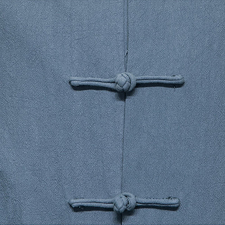 Veste en coton et lin pour homme avec poches et boutons de Buddha Stones de couleur unie - image 10