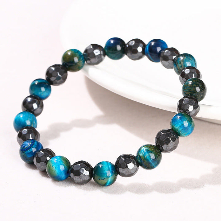 Ensemble de 2 bracelets puissants en hématite œil de tigre bleu œil de tigre Buddha Stones