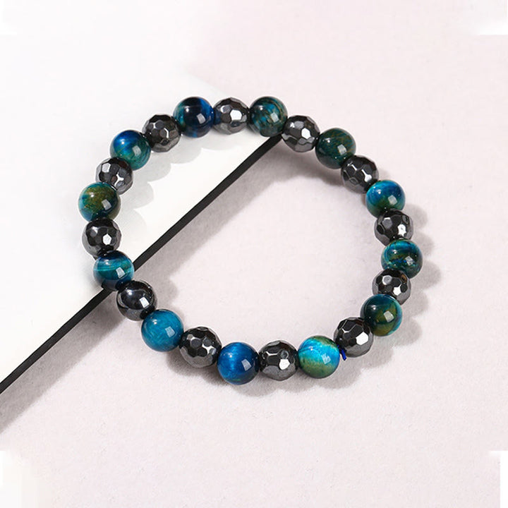 Ensemble de 2 bracelets puissants en hématite œil de tigre bleu œil de tigre Buddha Stones