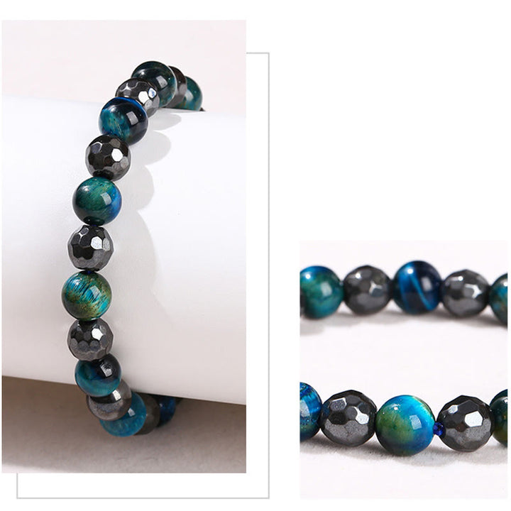 Ensemble de 2 bracelets puissants en hématite œil de tigre bleu œil de tigre Buddha Stones