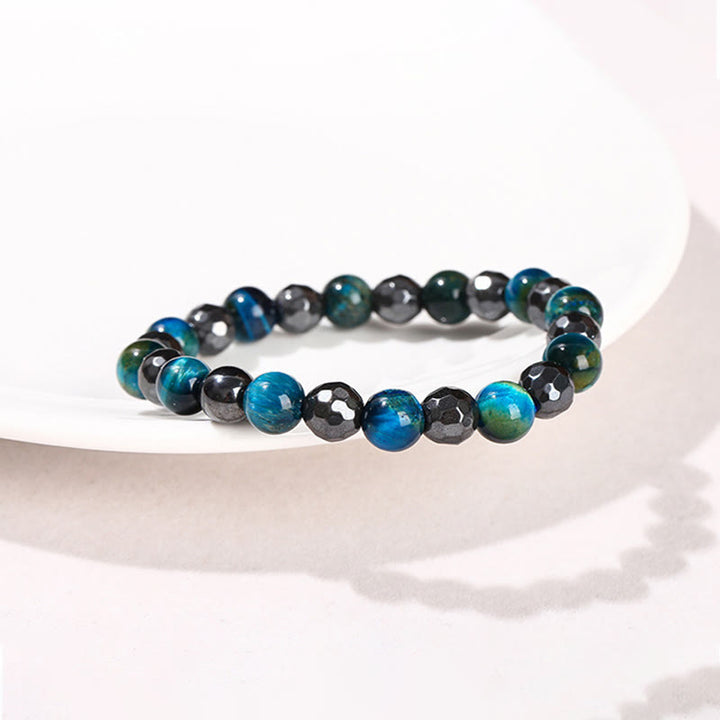 Ensemble de 2 bracelets puissants en hématite œil de tigre bleu œil de tigre Buddha Stones