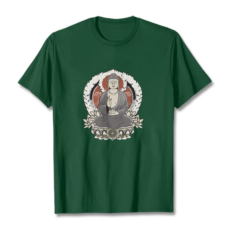 T-shirt à motif Buddha Stones de Bouddha et lotus - Forêt Verte - 2XL - image 11