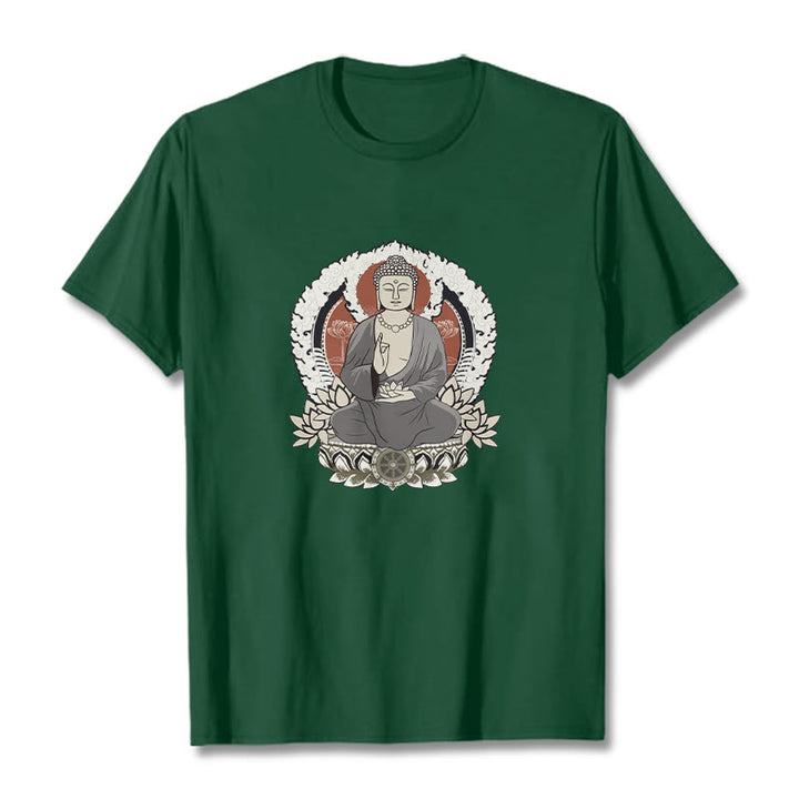 T-shirt à motif Buddha Stones de Bouddha et lotus - Forêt Verte - 2XL - image 11