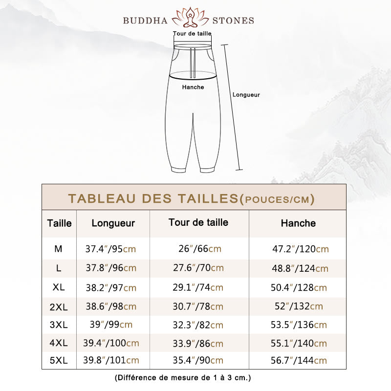 Pantalon sarouel ample pour homme avec poches et motif Buddha Stones