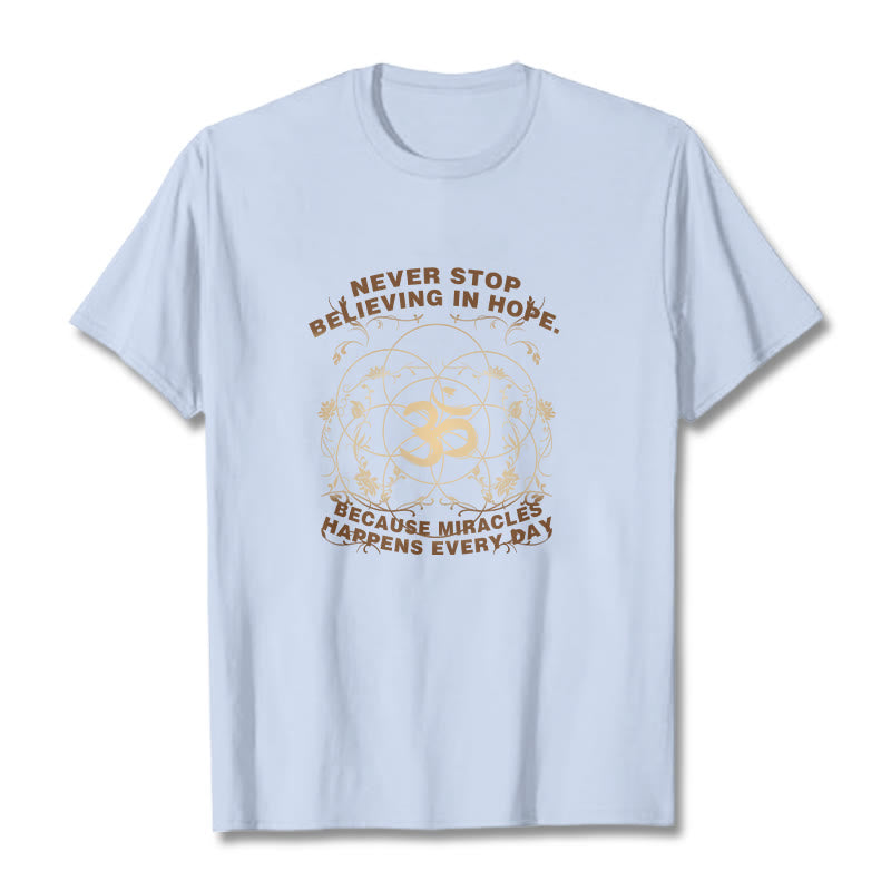 T-shirt en coton avec motif Buddha Stones Never Stop Believe In Hope Om Lotus
