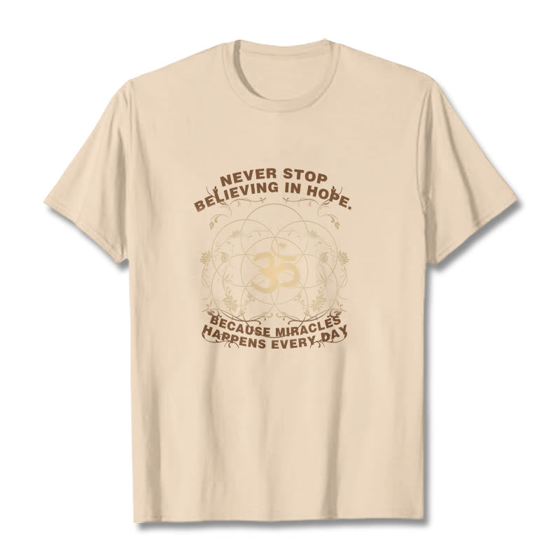 T-shirt en coton avec motif Buddha Stones Never Stop Believe In Hope Om Lotus