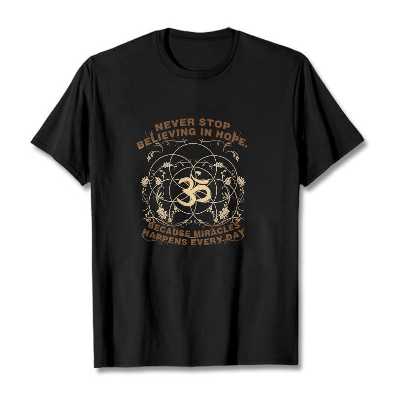 T-shirt en coton avec motif Buddha Stones Never Stop Believe In Hope Om Lotus - Noir - 2XL - image 1