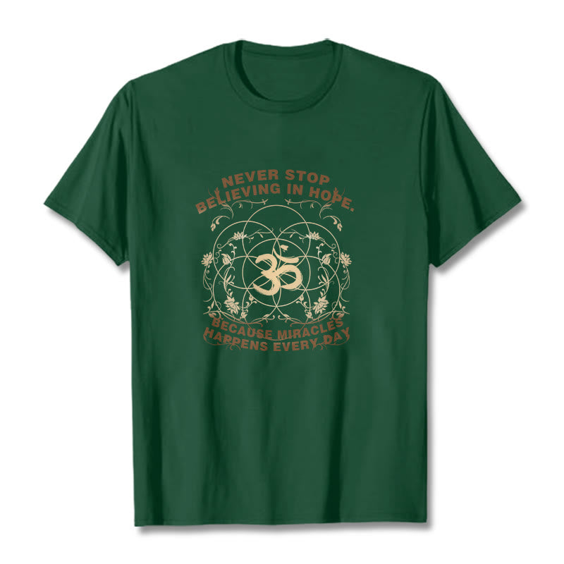 T-shirt en coton avec motif Buddha Stones Never Stop Believe In Hope Om Lotus