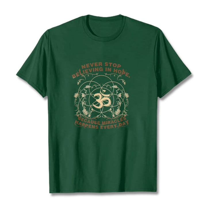 T-shirt en coton avec motif Buddha Stones Never Stop Believe In Hope Om Lotus