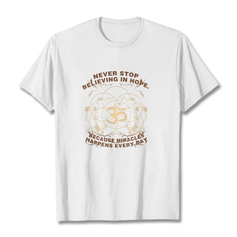 T-shirt en coton avec motif Buddha Stones Never Stop Believe In Hope Om Lotus - Blanc - 2XL - image 8