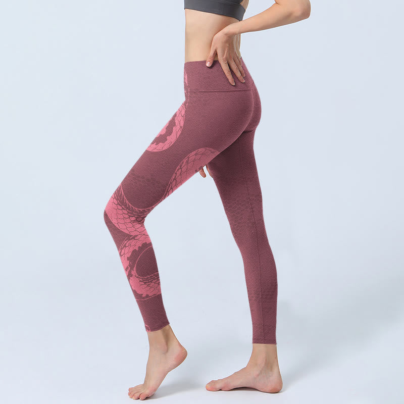 Pantalon de yoga pour femme avec legging de sport imprimé serpent rose et peau de serpent Buddha Stones - image 3