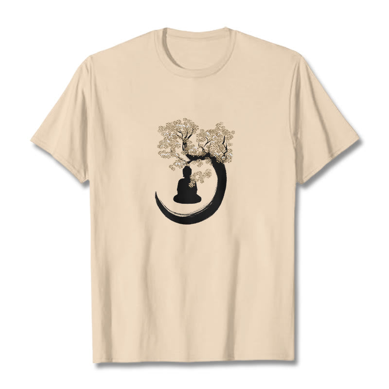 T-shirt en coton Bouddha assis sous l'arbre avec Buddha Stones - Bisque - 2XL - image 3