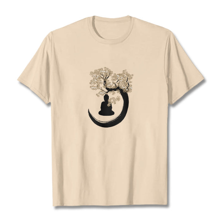T-shirt en coton Bouddha assis sous l'arbre avec Buddha Stones - Bisque - 2XL - image 3