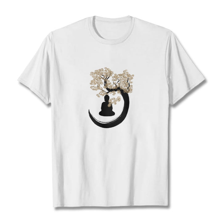 T-shirt en coton Bouddha assis sous l'arbre avec Buddha Stones - Blanc - 2XL - image 12