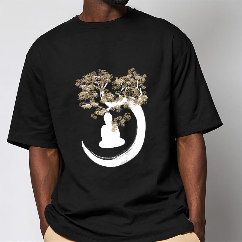 T-shirt en coton Bouddha assis sous l'arbre avec Buddha Stones - image 9