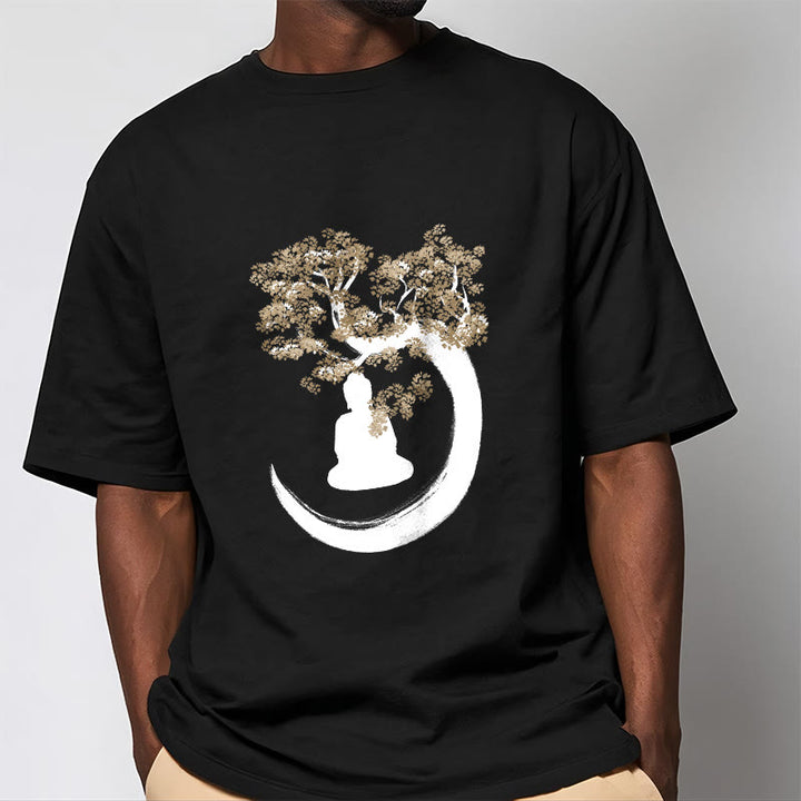 T-shirt en coton Bouddha assis sous l'arbre avec Buddha Stones - image 9