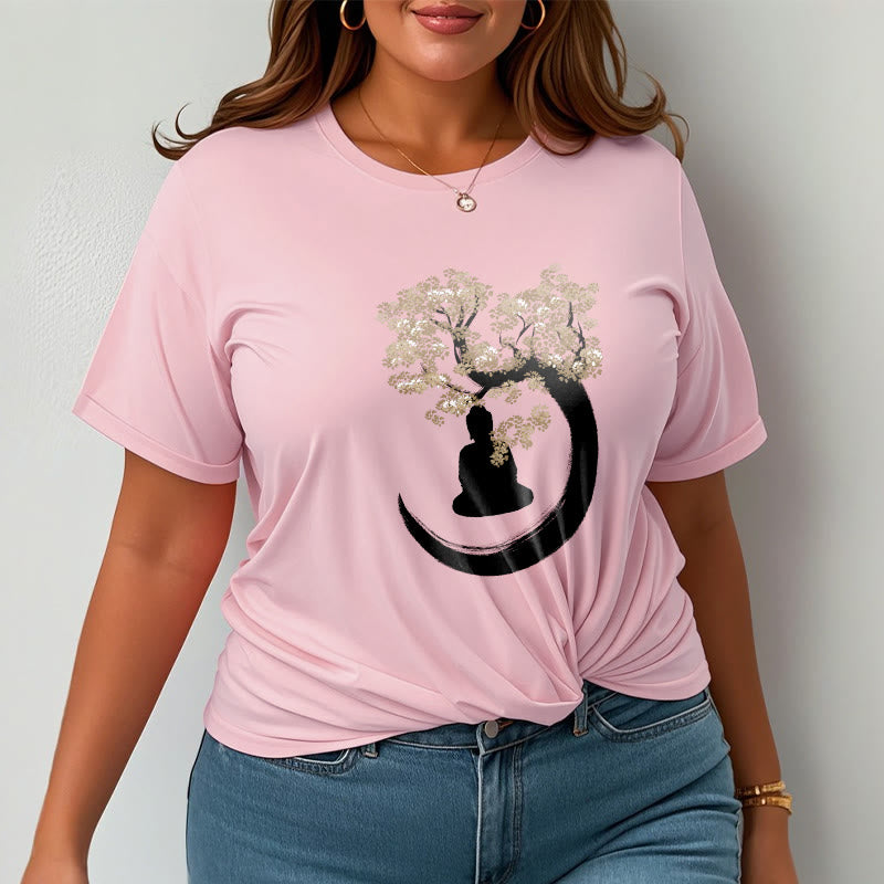 T-shirt en coton Bouddha assis sous l'arbre avec Buddha Stones - image 19
