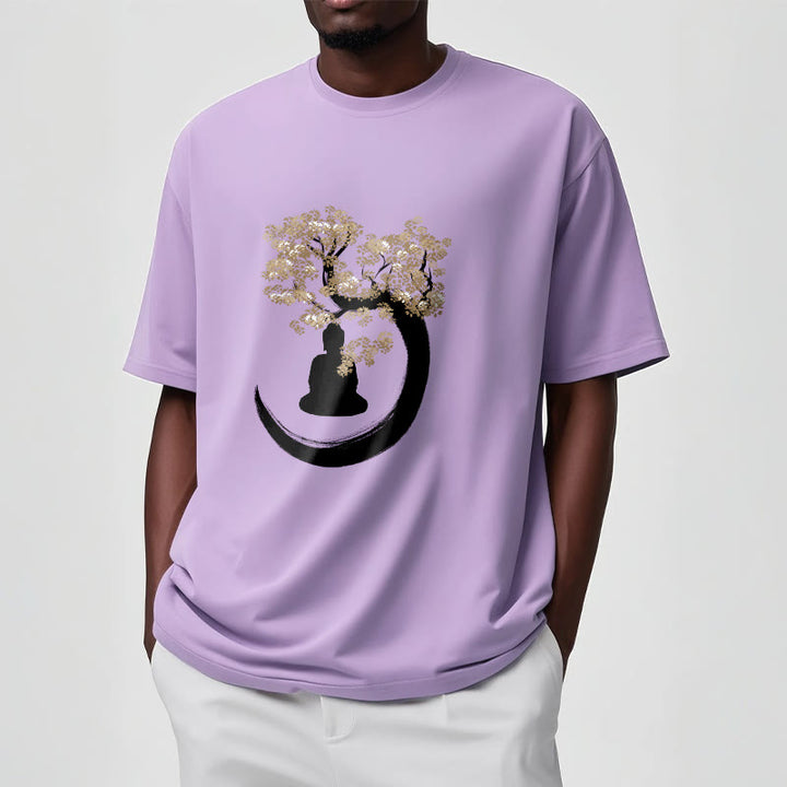 T-shirt en coton Bouddha assis sous l'arbre avec Buddha Stones - image 7