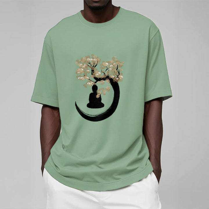T-shirt en coton Bouddha assis sous l'arbre avec Buddha Stones - image 18