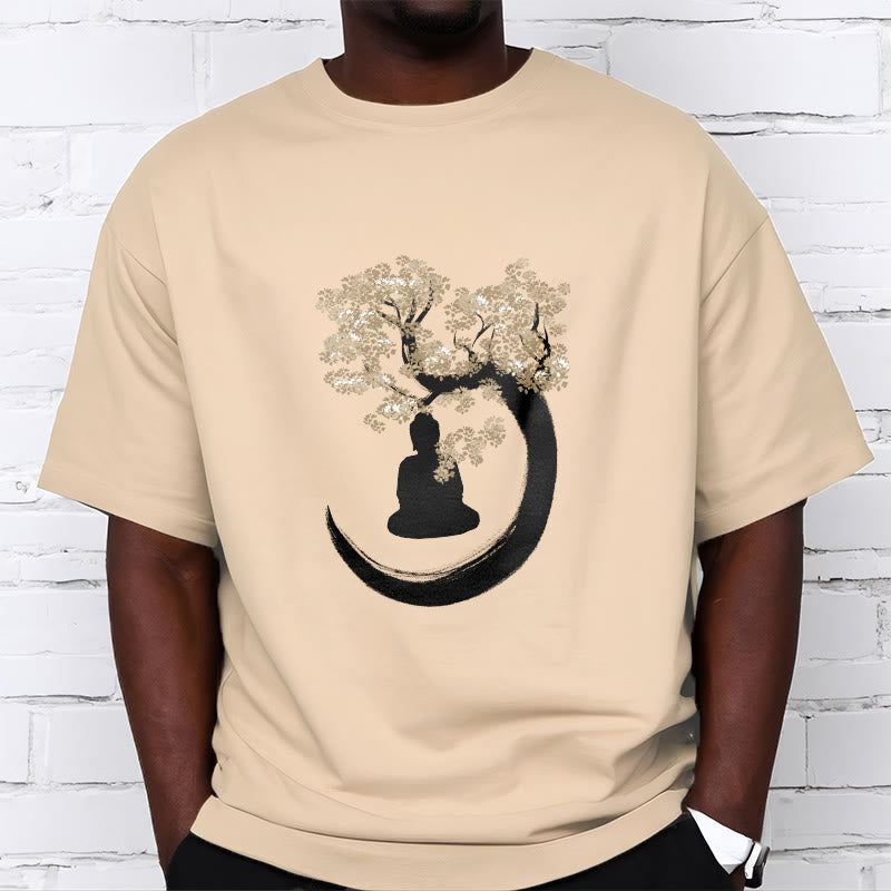 T-shirt en coton Bouddha assis sous l'arbre avec Buddha Stones - image 4