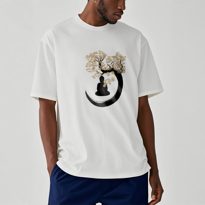 T-shirt en coton Bouddha assis sous l'arbre avec Buddha Stones - image 13